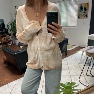 Hand (natural avocado dye) Tie Dyed Linen Cardigan